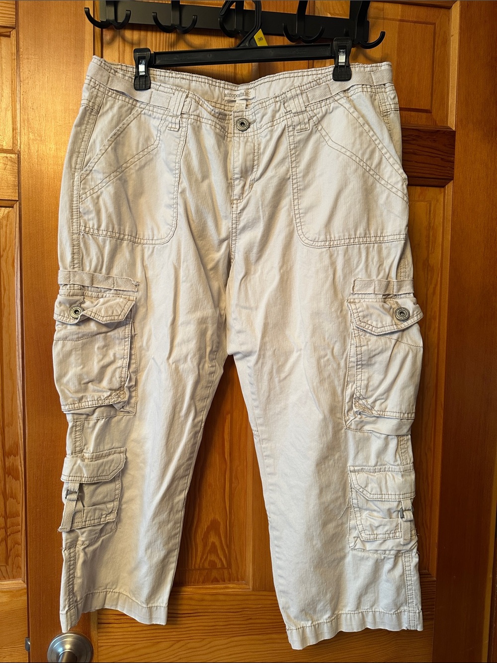 Aeropostale Light Beige Cargo Capris with Multiple Pockets